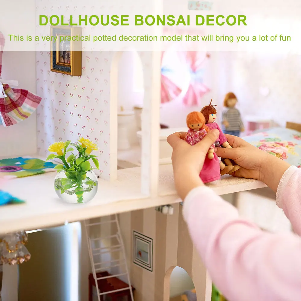 

2pcs Lifelike Mini House Bonsai Doll House Plant Pot Decor Micro Landscape Props