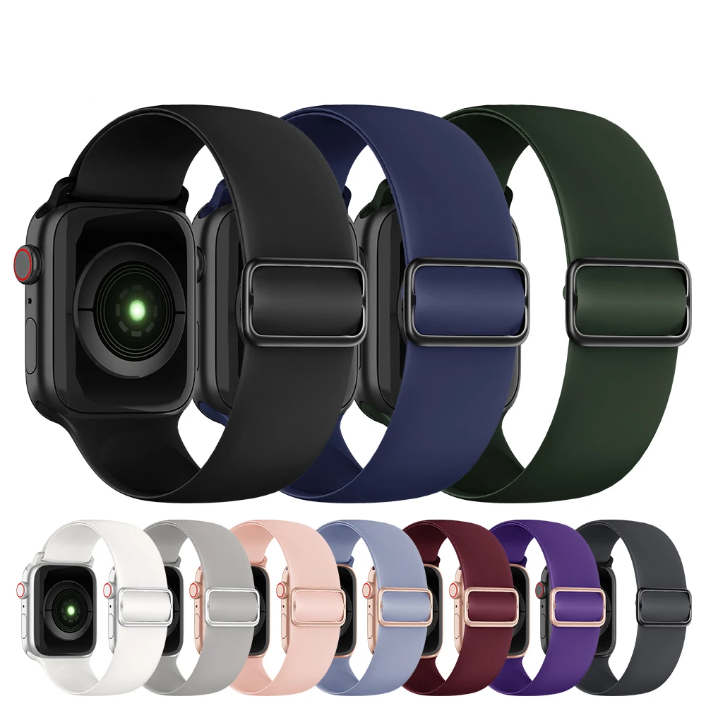 

Ремешок силиконовый для Apple Watch Band 44 мм 40 мм 38 мм 42 мм, эластичный резиновый спортивный браслет для наручных часов IWatch 5 4 3 SE 6