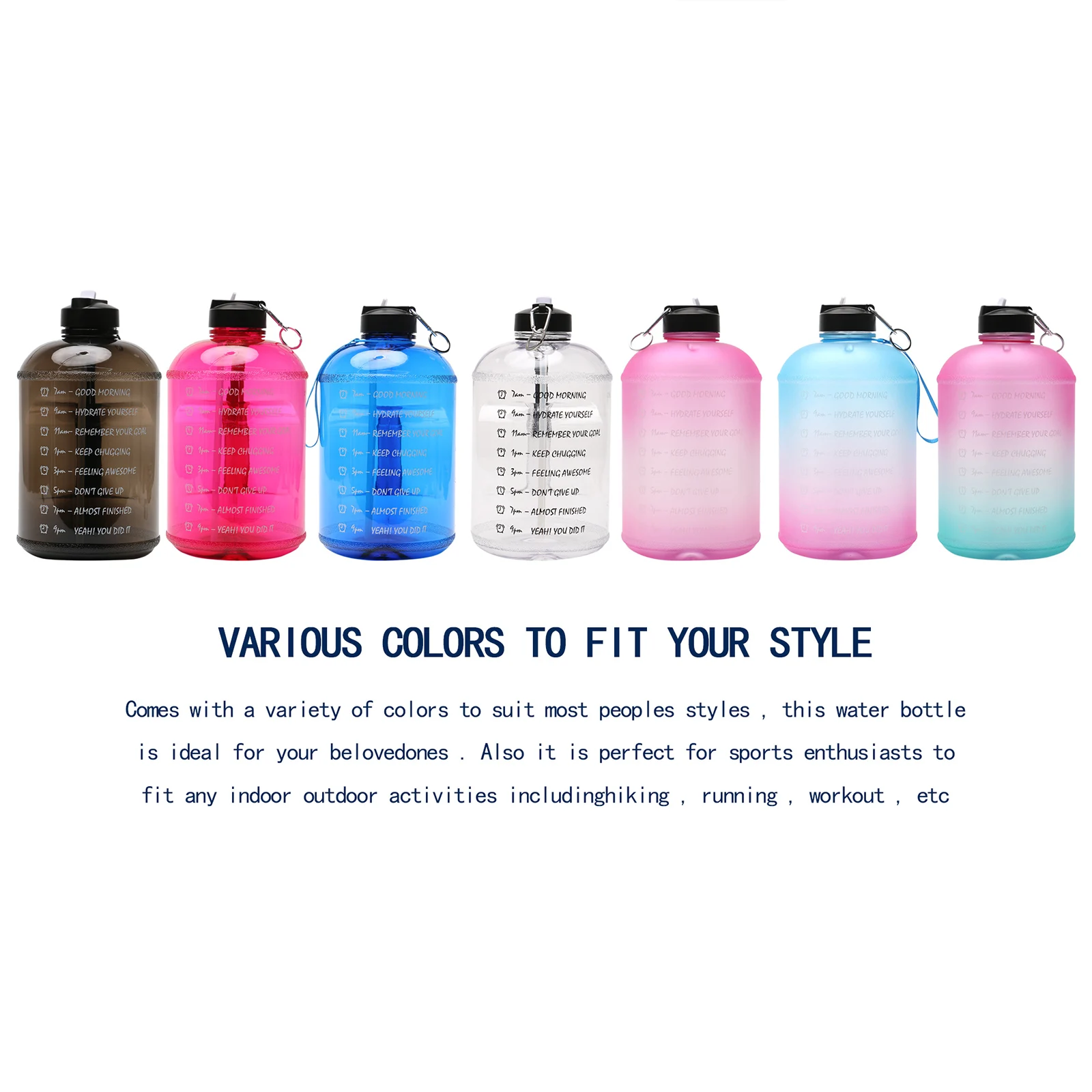 

Sports Water Bottle, Riding Plastic Cup, Translucent Portable Leak-Proof Travel Outdoor Bottle Handle, 3.78L