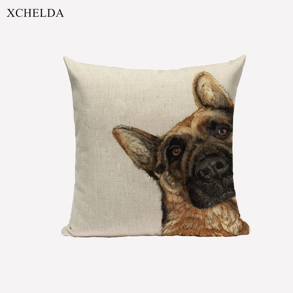 Чехол для подушки чехол с собакой Хлопковый в виде животного немецкой овчарки 45*45