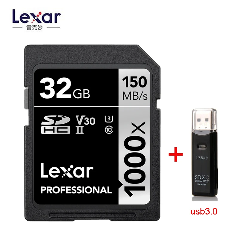 1000X 32GB-usb3.0 Lexar SD карты 1667X 250 МБ/с. 64 Гб 128 256 SDXC UHS-II U3 флэш-карта памяти для 3D 4K цифровой Камера - Емкость: 1000X 32GB-usb3.0