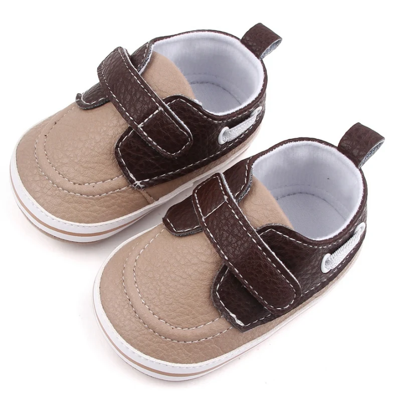 

Кроссовки из ПУ кожи для новорожденных, Классическая нескользящая обувь на мягкой подошве, обувь для первых шагов, однотонные мокасины для ...