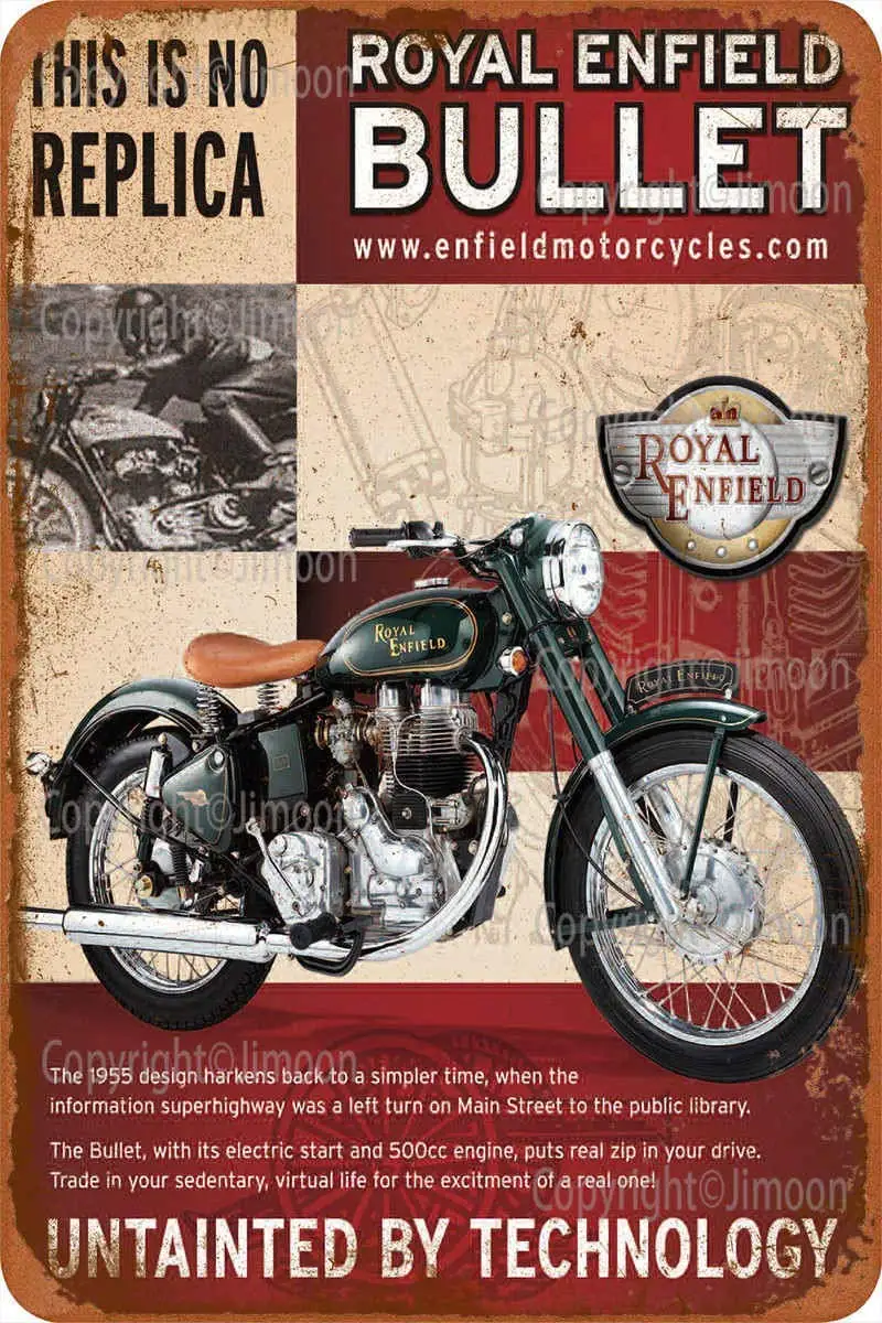 Royal Enfield Bullet Metal Vintage Tin Sign Decor for Movie House Bar Pub Funny Retro Plaque Poster Wall Art Sign