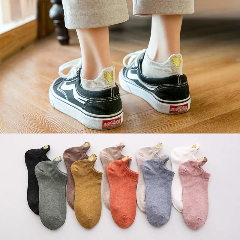 Модные простые носки в студенческом стиле с вышивкой Love Классические однотонные