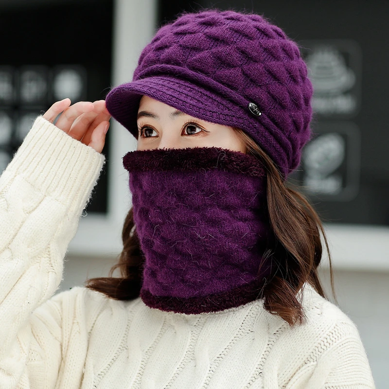 Зимние шапки для мужчин шарф вязанные кепки маска Warm капот Теплые Мешковатые