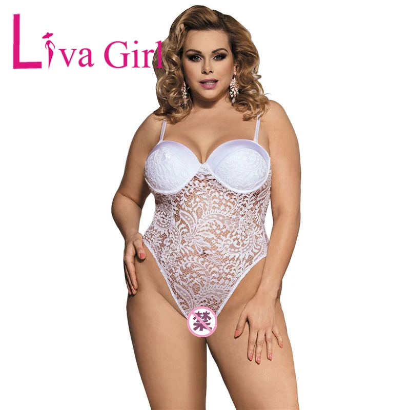 

LIVA GIRL Sexy Lace Steel Support Chest Pad Plus Size Bodysuit Woman 2021 Summer Sling Bodycon Jumpsuit Female Solid Slim Tops