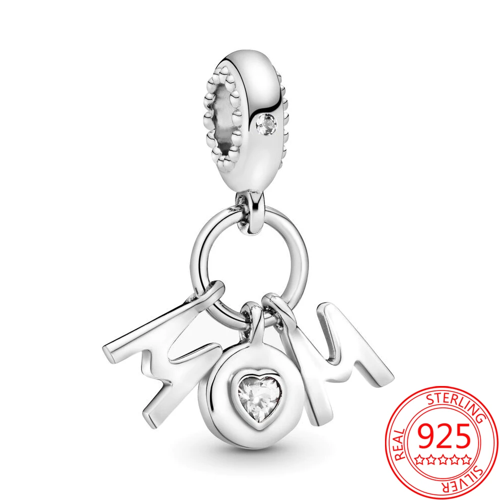 

Original 925 Sterling Silver MOM Letter Charm Fit Pandora Moment Bracelet Mother Exquisite Jewelry Gift