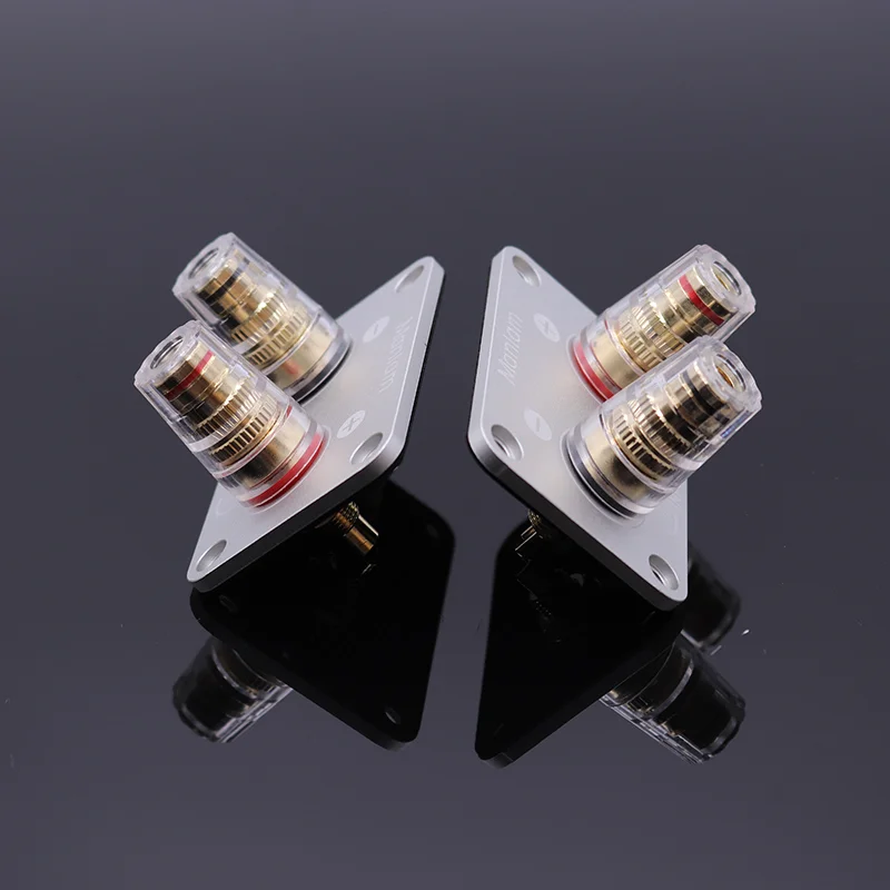 

HiFi Audio Adapter Binding Post Speaker Plug Socket 2 Bit Square Crystal Terminal Board