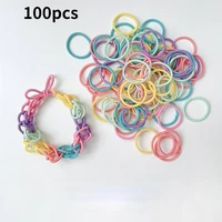 women girls 100 pcsset diy rainbow lovers bracelet hair circle knitting small rubber bands jewelry hair accessories candy color