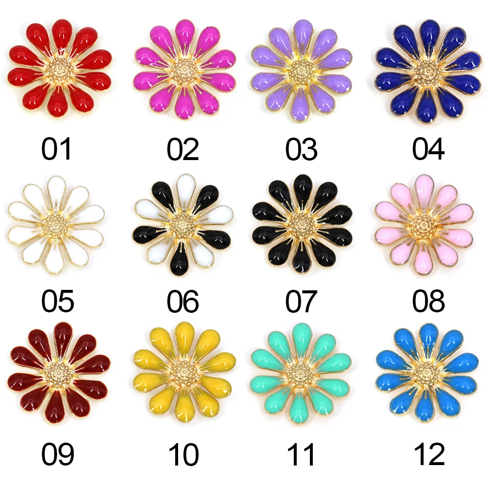 10 шт. разноцветные цветочные пуговицы винтажные металлические украшение из