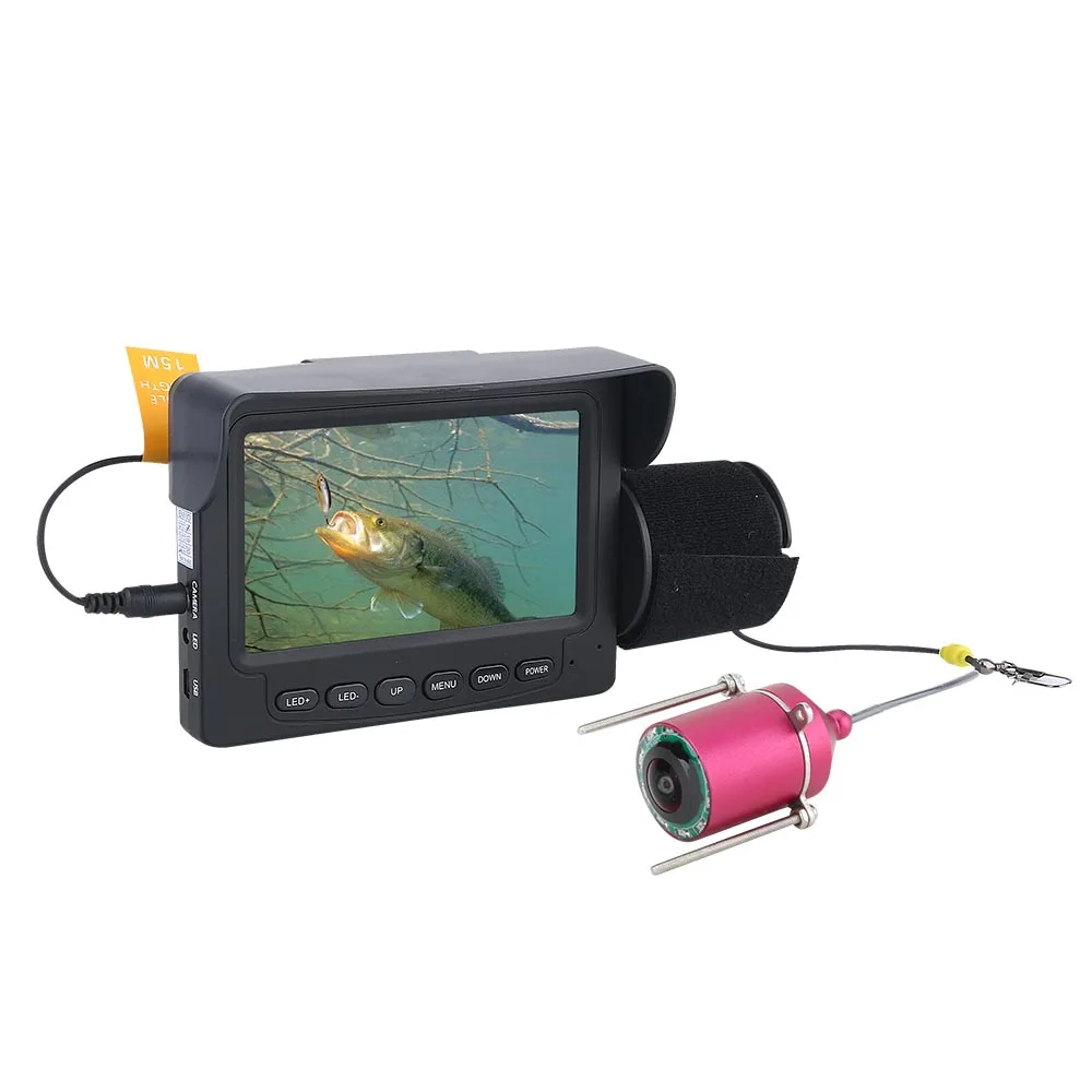 

15M 1200TVL Fish Finder Underwater Fishing Camera 4.3 inch Monitor 10PCS LED Night Vision 195 Degrees Camera For Fishing