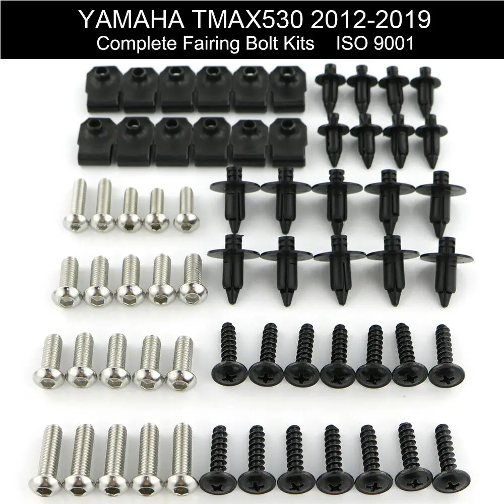 สำหรับ Yamaha TMAX 530 TMAX530 2012-2019 เต็มรูปแบบ Fairing Bolts Kit ตัวถังรถสกรูคลิปเหล็ก Speed NUTS ครอบคลุมสลักเกลียว