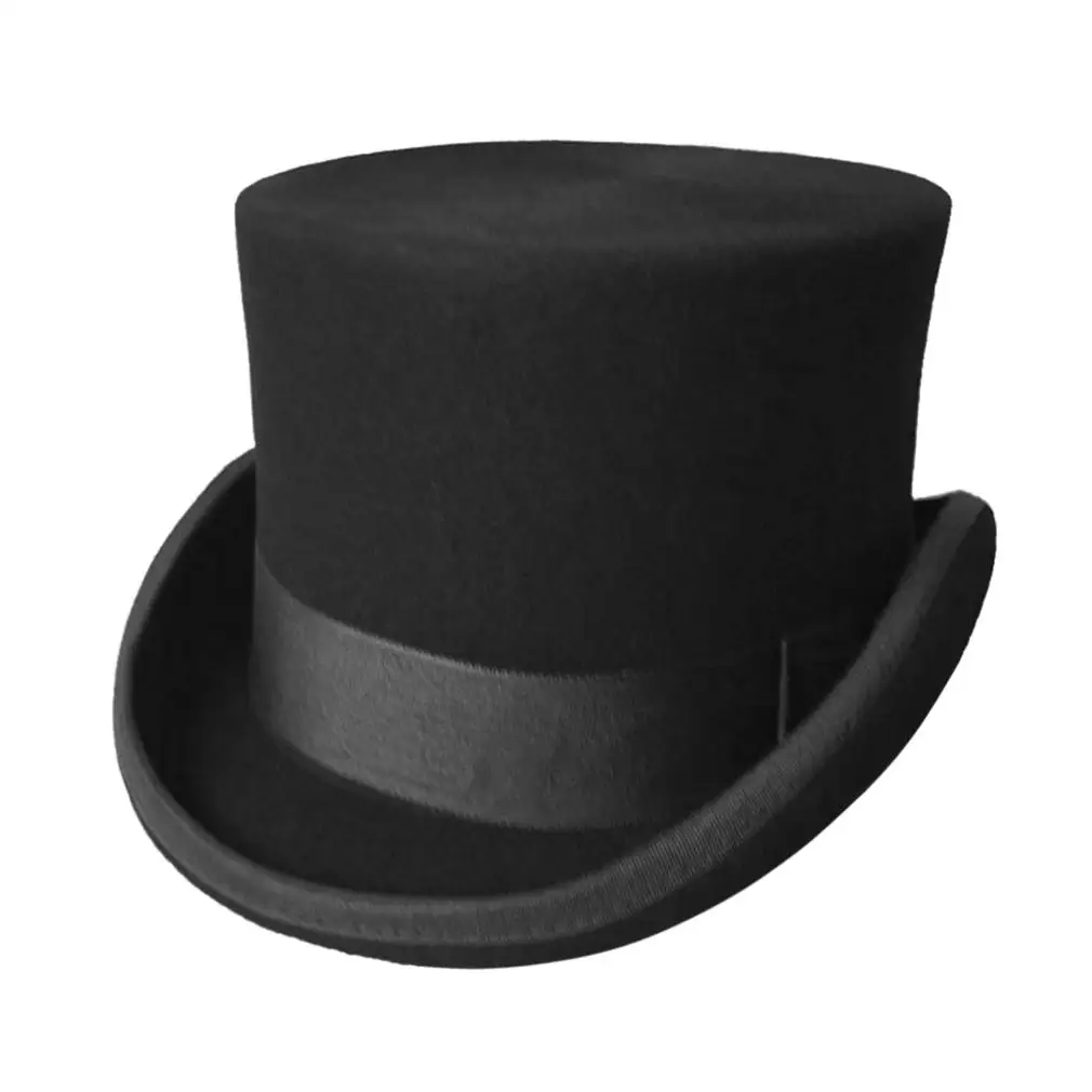 

2021Halloween Cosplay Magician Magic Caps Steampunk 13cm Wool High Top Hats British Fedora Party Jazz Caps Costume Magician Cap