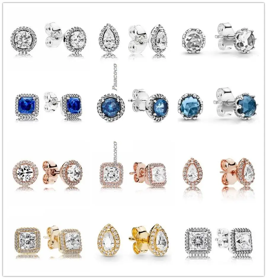 

Original 925 Sterling Silver Rose Timeless Elegance With Crystal Stud Earring For Women Wedding Gift Fashion Jewelry