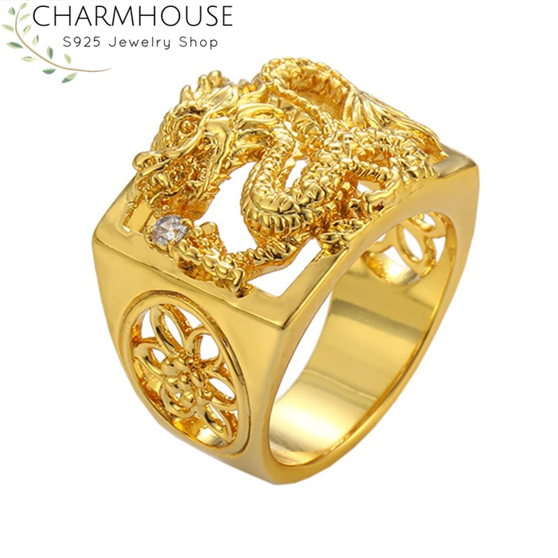 Женское кольцо золотого цвета Charmhouse обручальное из чистого золота GP Круглый