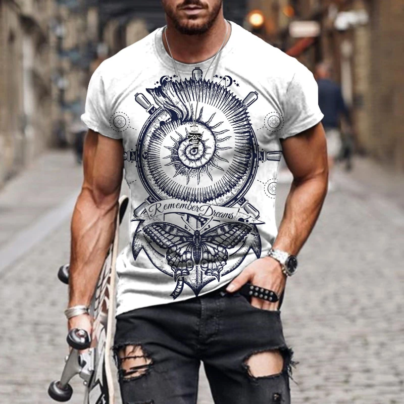 

Summer New Nautical map printed 3D T-shirt Casual Fashion Short Sleeve Streetwear Man Loose Tshirt Interesting Ocean Clothes