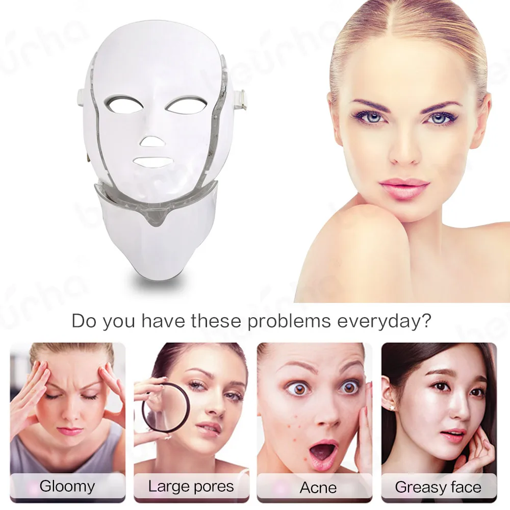 

LED 7 Colors Facial Mask Light Photon Therapy Mask Skin Rejuvenation Brightening Skin Shrink Pores Face Lifting Device Skin Care