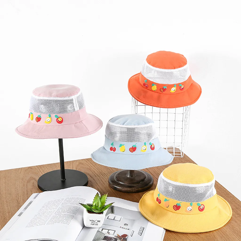

LONSANT Kids hat cartoon fruit breathable mesh Patchwork anti-UV fisherman Hat Boy Girls basin hat kids Beach Hats New Drop Ship