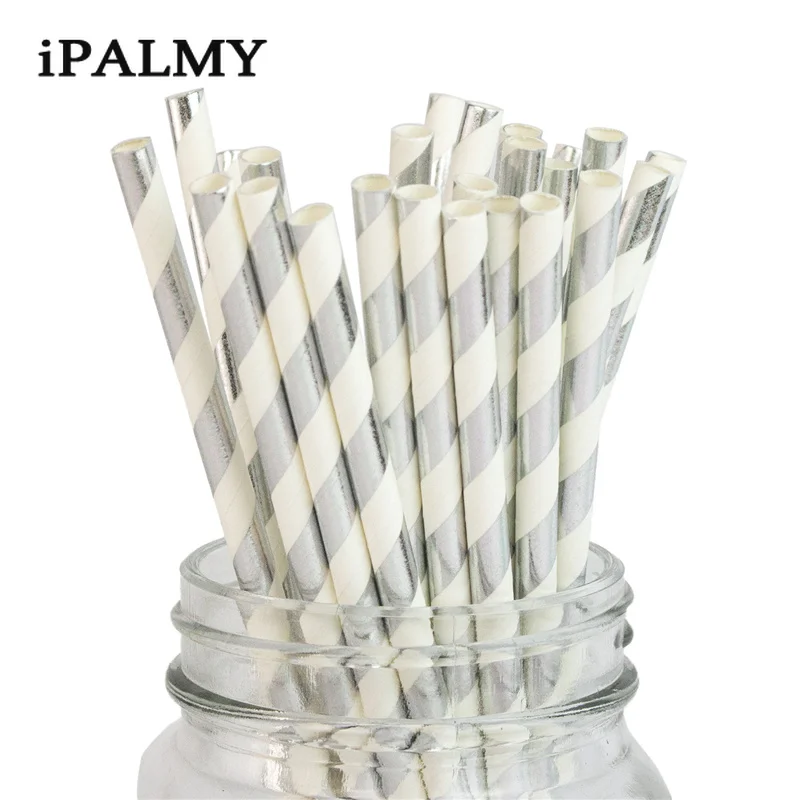 Ipalmay 100 шт металлическая Золотая фольга, бумажные соломинки, вечерние соломинки из фольги, для питья, для свадьбы, дня рождения, вечеринки
