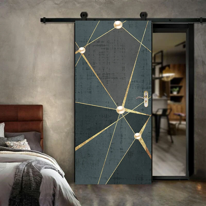 Креативные Геометрические линии жемчужные 3D наклейки на двери ПВХ