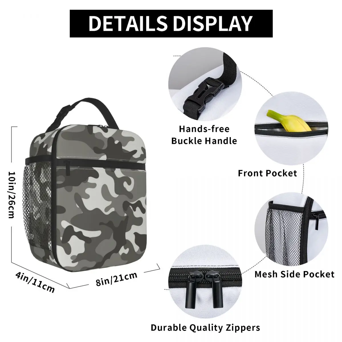 

Army Camouflage Lunch Bag for Women Men Large Insulated Lunch Box with Water Bottle Holder and Pockets