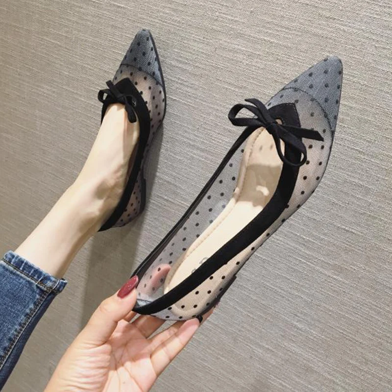 Весна 2021 Новая Летняя женская обувь на плоской подошве Балетки с заостренным