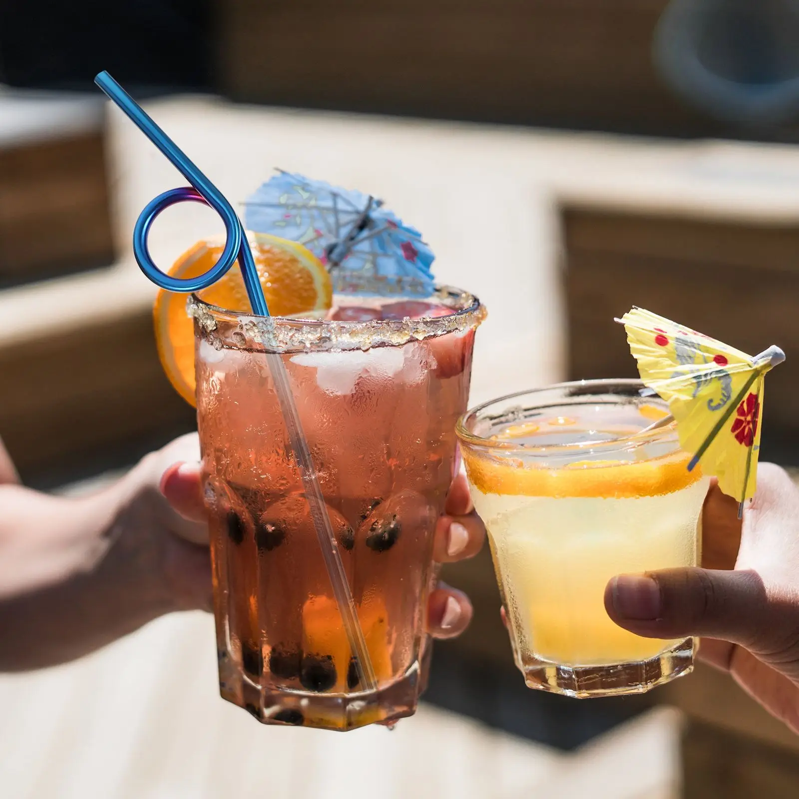 

6Pcs Stainless Steel Straws Whisky Cocktail Straws Juice Beverage Straws Reasuable Twist Straws Milk Straws For Party Supplies
