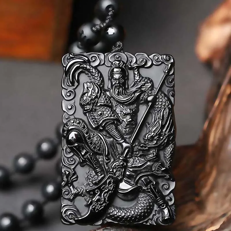 Прямая поставка ожерелье с подвеской из натурального обсидиана Гуандун Амулет