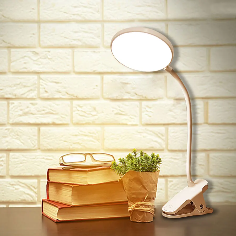 Светодиодный прищепкой настольная лампа с регулируемой яркостью 3 режима USB