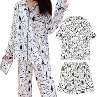 snoopyed kawaii pajamas cartoon image snoopyed keep warm pajamas graffiti clothes christmas present for girlfriend pajamas