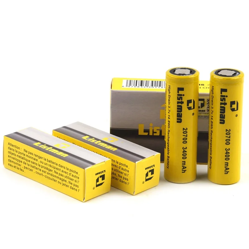 Vape Battery Listman IMR 20700 3.7V Rechargeable Lithium 3400mAh 40A Electronic Cigarette For Box Mod | Электроника