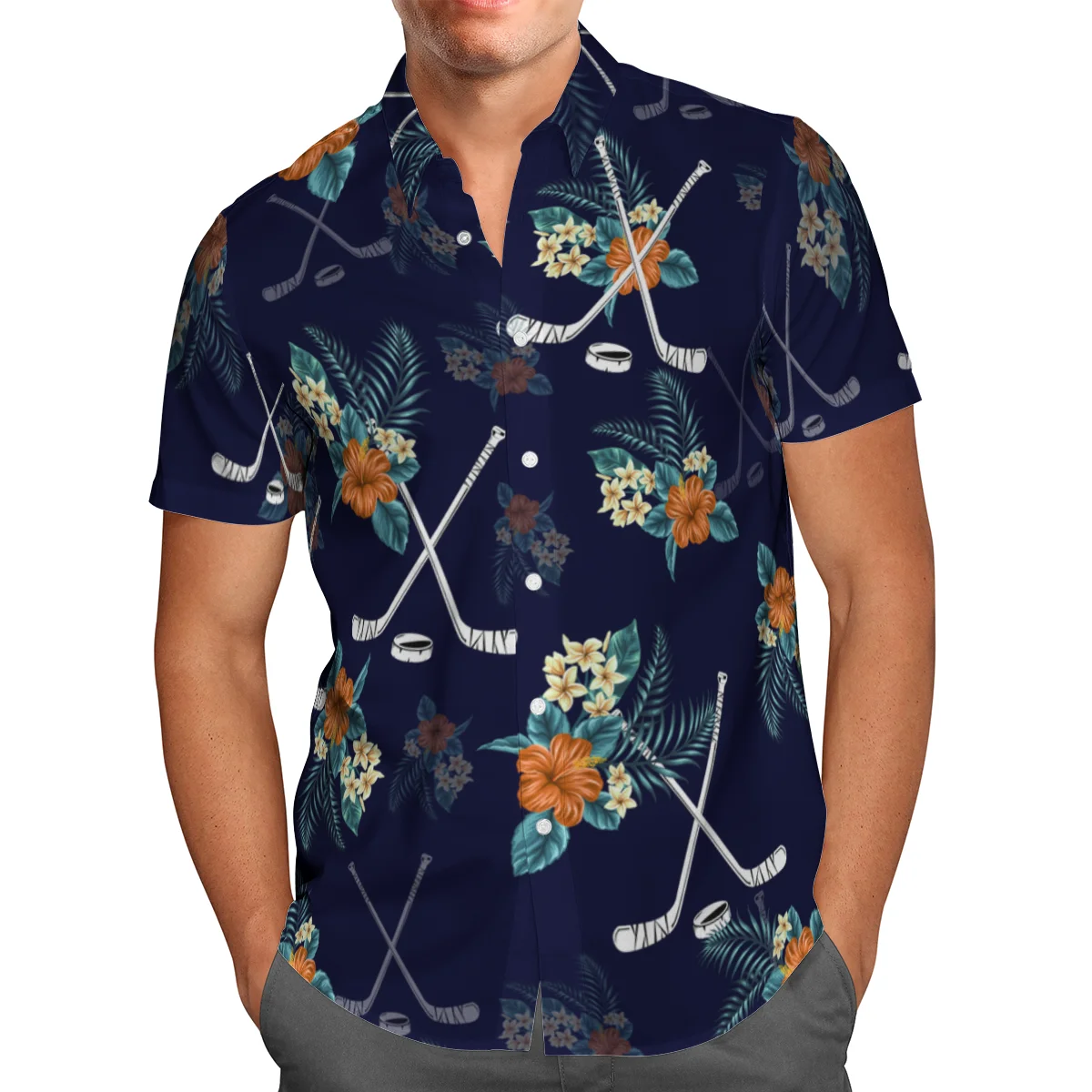 

Ice Hockey Print Short Sleeve Shirts For Men Loose Cardigan Button Shirt Plus Size Hawaiian Style Summer 2021 Ventilated Shirt 1