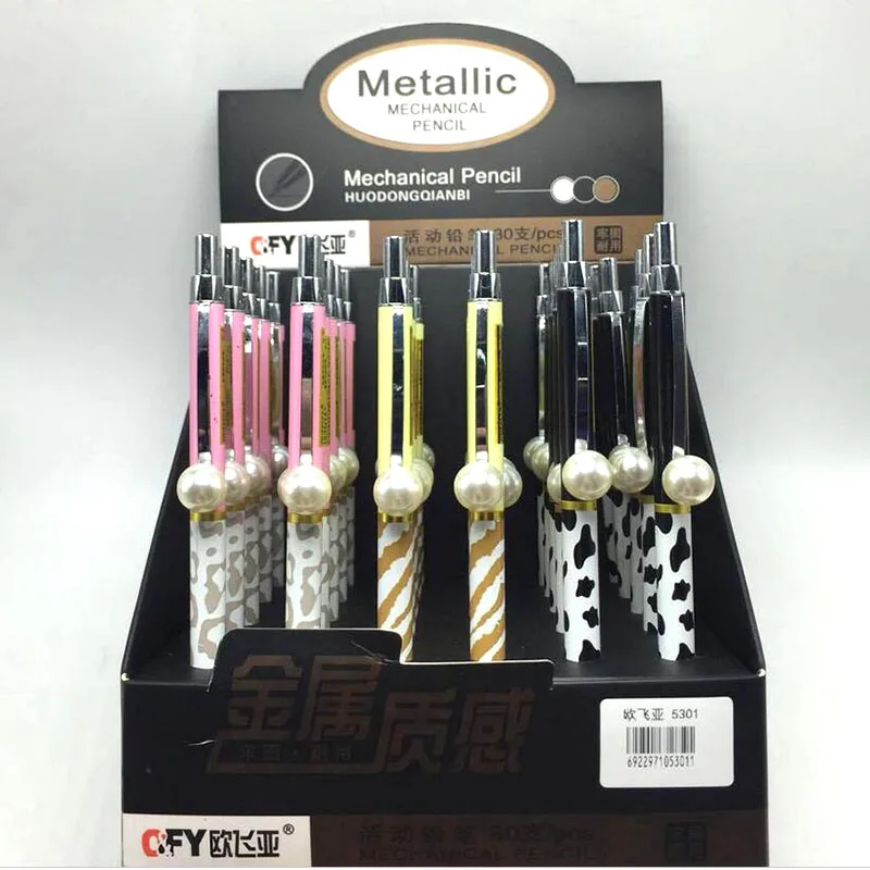 

36 pcs/lot Fashion Stripe Pearl Mechanical Pencil Cute Automatic Pen Stationery gift School Office writing Supplies