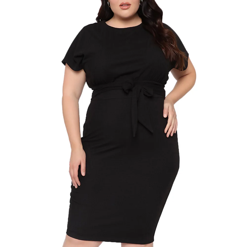 2019 летнее женское платье большого размера 5xl 6xl черного цвета для офиса на каждый
