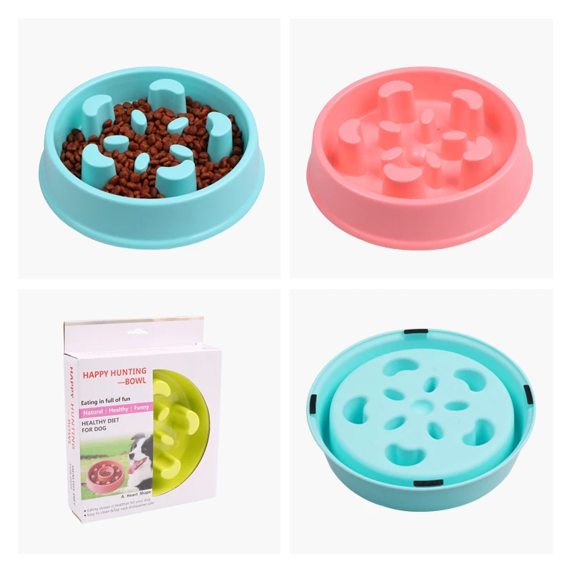 

Anti Choke Pet Dog Feeding Bowls Plastic Moon Shape Slow down Eating Food Prevent Obesity Healthy Diet Dog Accessories