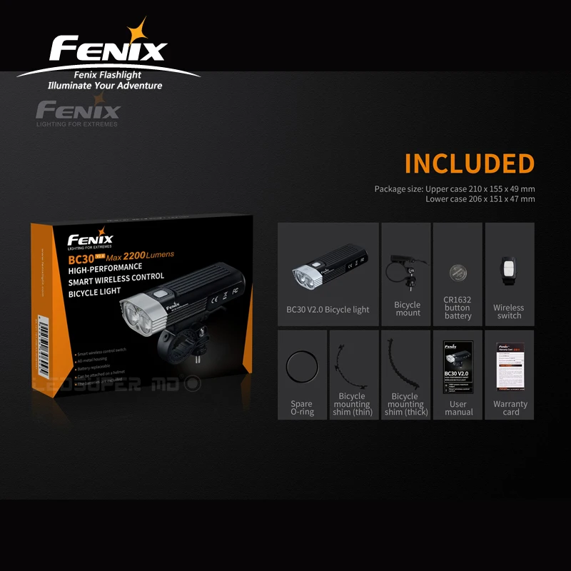 Intelligent Fenix BC30 V2.0 2200 Lumens High Output Wireless Control Bicycle / Bike Light with Kits images - 6