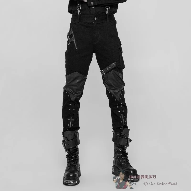 

Мужские кожаные брюки в стиле стимпанк-рейва