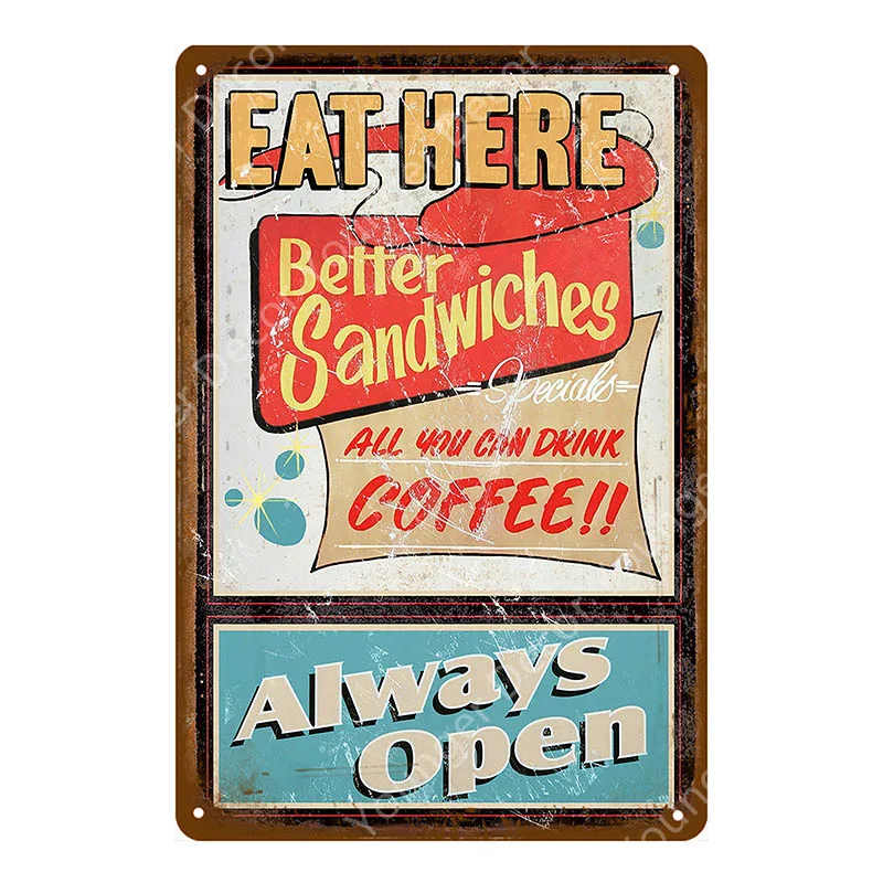 Mom's Diner настенный плакат завтрака обедов Ешьте. Пейте. Хороший фаст-фуд винтажная металлическая вывеска для паба, бара домашний Дом Кухня Декор YI-049 - Цвет: YD1942EI