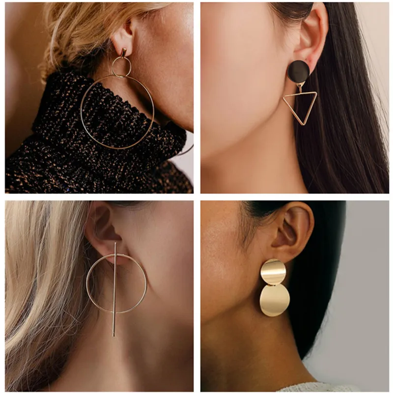 Женские Винтажные висячие серьги круглые из акрила с геометрическим рисунком