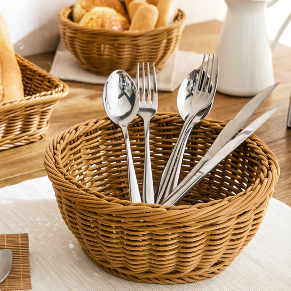 Круглая плетеная корзина для фруктов Basedidea ручной работы из ротанга поднос