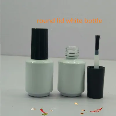 round lid white 10/30/50 шт 8 мл Стекло ногтей бутылка пустая бутылка под лак для ногтей трубки для ногтей гелевые тюбики с Кисть Nail Art контейнеры для бутылок - Цвет: round lid white