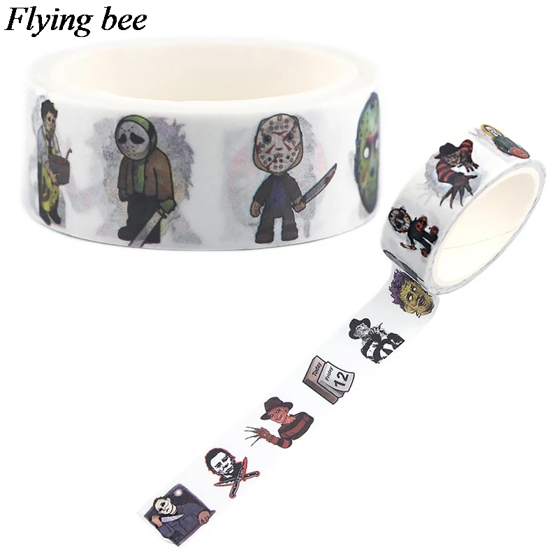 Flyingbee 15mmX5m Бумага васи лента убийца ужасов клейкая DIY Майкл Майерз Скрапбукинг