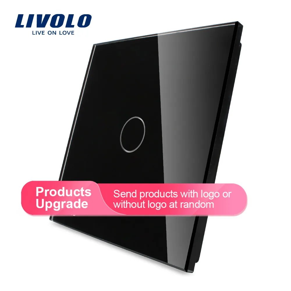 Black Livolo Роскошный белый жемчуг кристалл стекло, ЕС стандартный, один стекло панель для 1 Gang стены сенсорный выключатель, VL-C7-C1-11(4 цвета - Цвет: Black