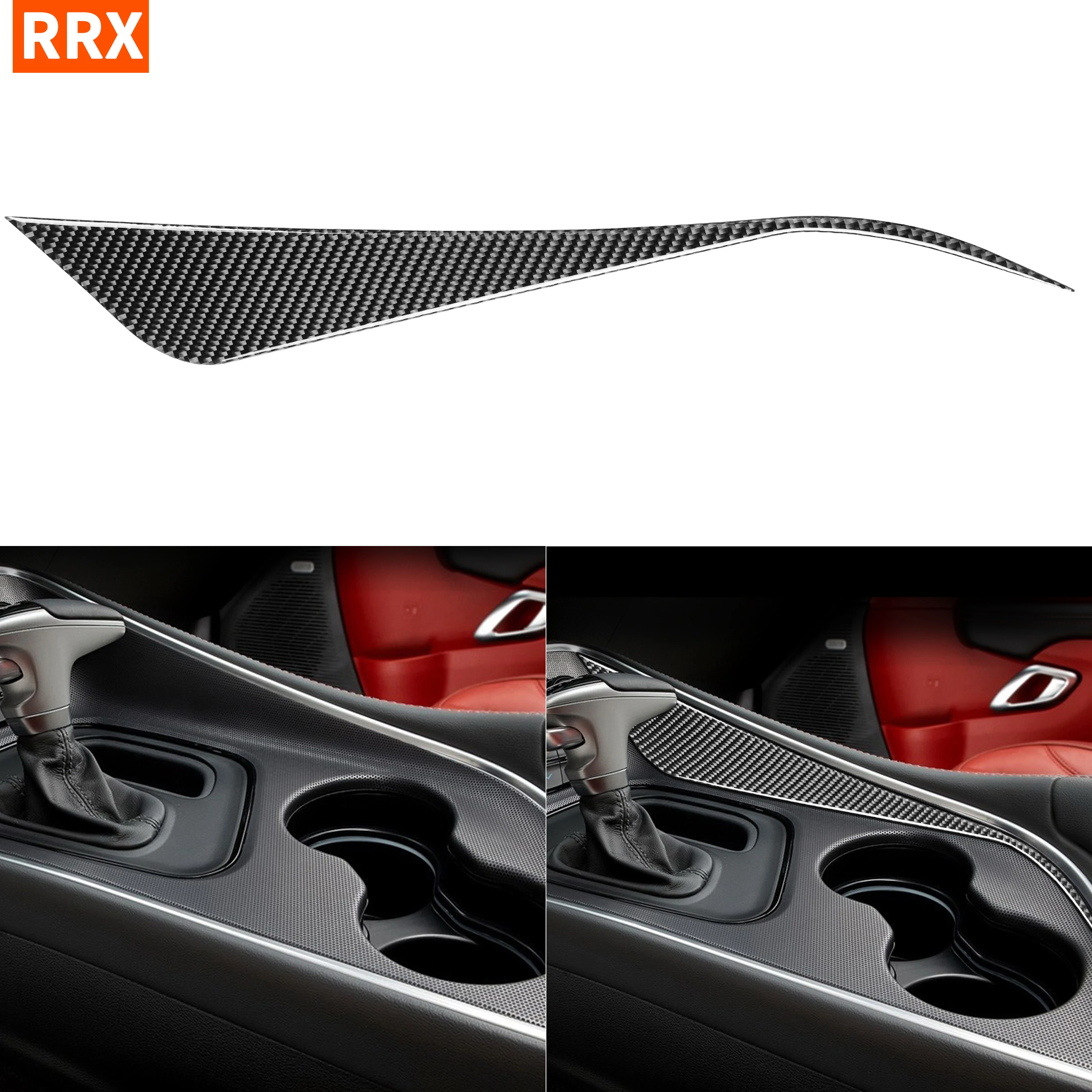 

Carbon Fiber Right Of Transmission Console Cover Sticker For Dodge Challenger 2015+ Auto Tuning Decal Interior Car Accessories