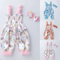 newborn baby girls romper headband summer infant clothes ruffle floral one piece jumpsuit fashion girl clothing sets 6 12 24m
