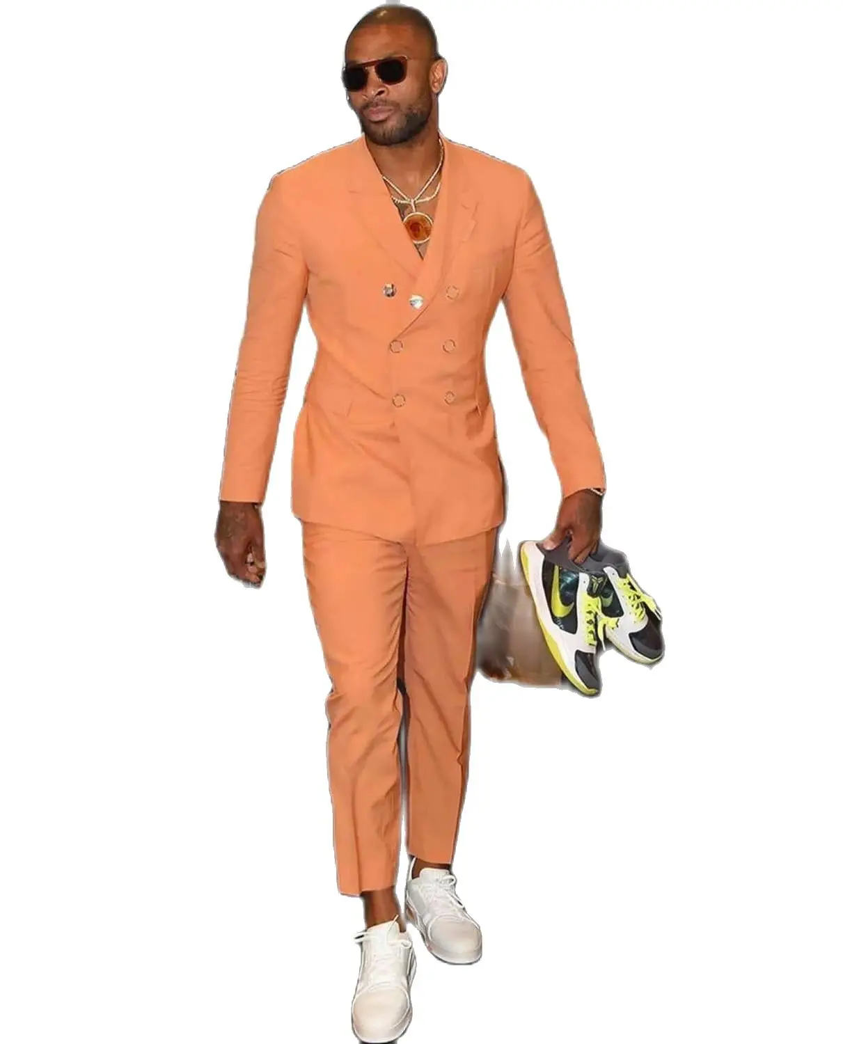 

2022 новые оранжевые мужские костюмы с вырезом на заказ, двубортные Свадебные приталенные деловые смокинги для жениха из 2 предметов (пиджак + ...