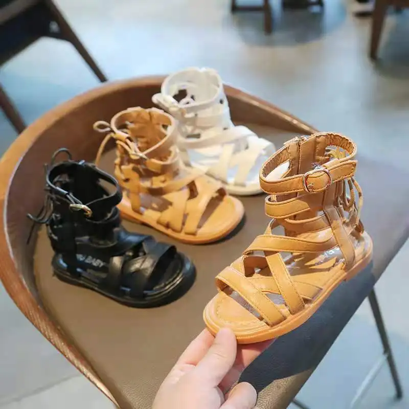 

Girls Roman Shoes 2021 Summer New Children's Fashion Princess Sandals High Tube Shoes Kids Slipper Shoes Baby Gladiator Sandals