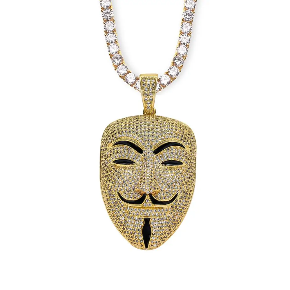 Американский фильм V для вендетты персонаж маска голова циркон кулон ожерелье