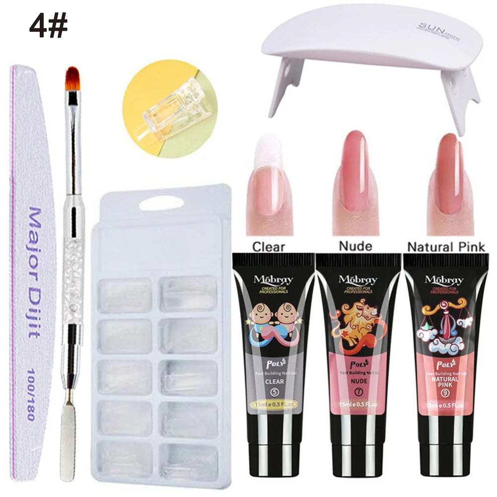 

8pcs Nail Extension Gel Kit with LED Lamp Nail Manicure for Beginner Nail Salon Nail Builder