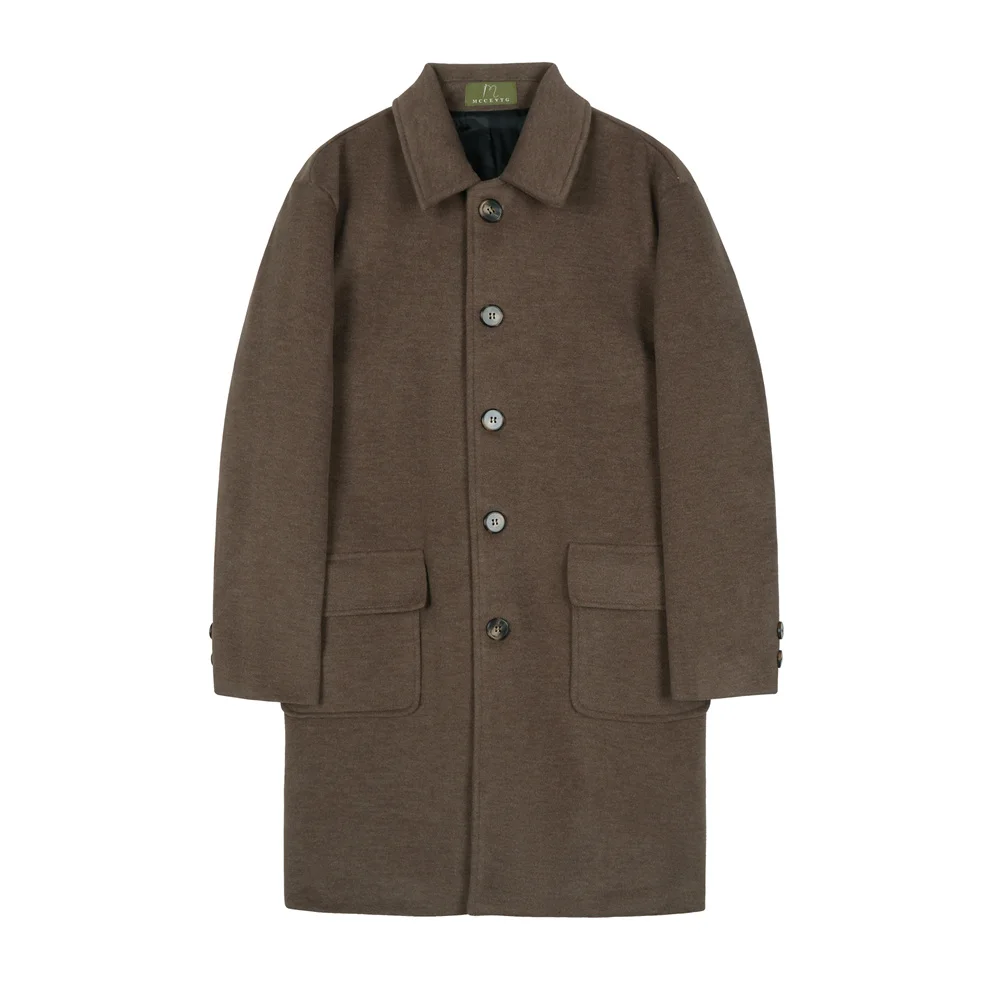 

Men's Wool Coat Thick Single-breasted Mid-length Classic Elegant Windbreaker Husband Winter Coat Korean Long Jackets for Male